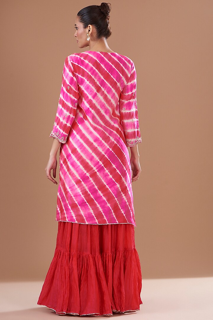Red Kora Silk Wedding Sharara Set by SURBHI SHAH at Pernia's Pop Up Shop