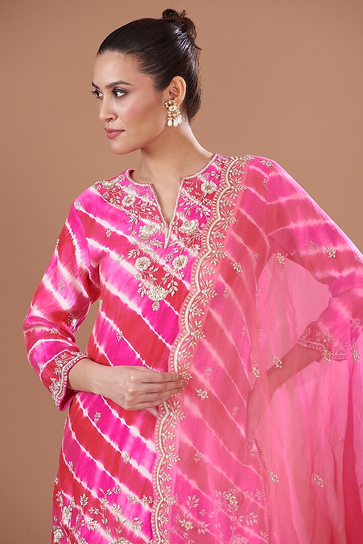 Red Kora Silk Wedding Sharara Set by SURBHI SHAH at Pernia's Pop Up Shop