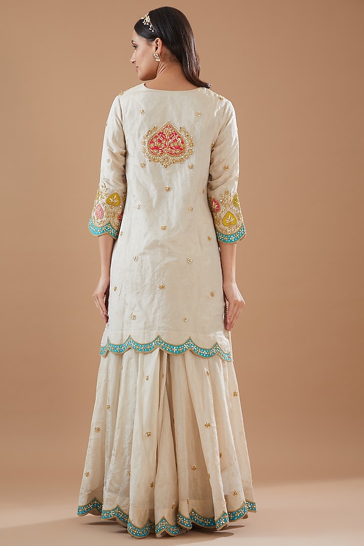 Silver Pure Tissue Wedding Sharara Set by SURBHI SHAH at Pernia's Pop Up Shop