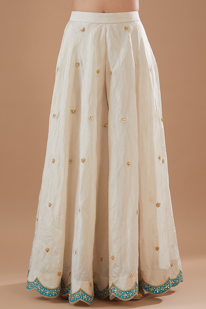 Silver Pure Tissue Wedding Sharara Set by SURBHI SHAH at Pernia's Pop Up Shop