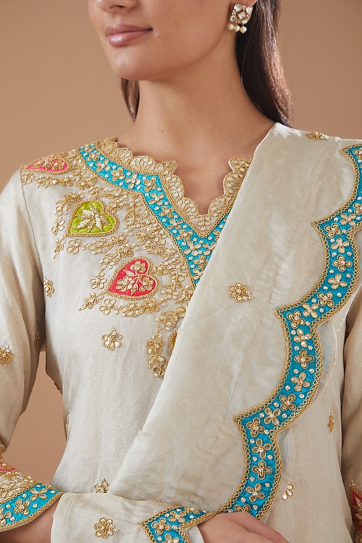 Silver Pure Tissue Wedding Sharara Set by SURBHI SHAH at Pernia's Pop Up Shop
