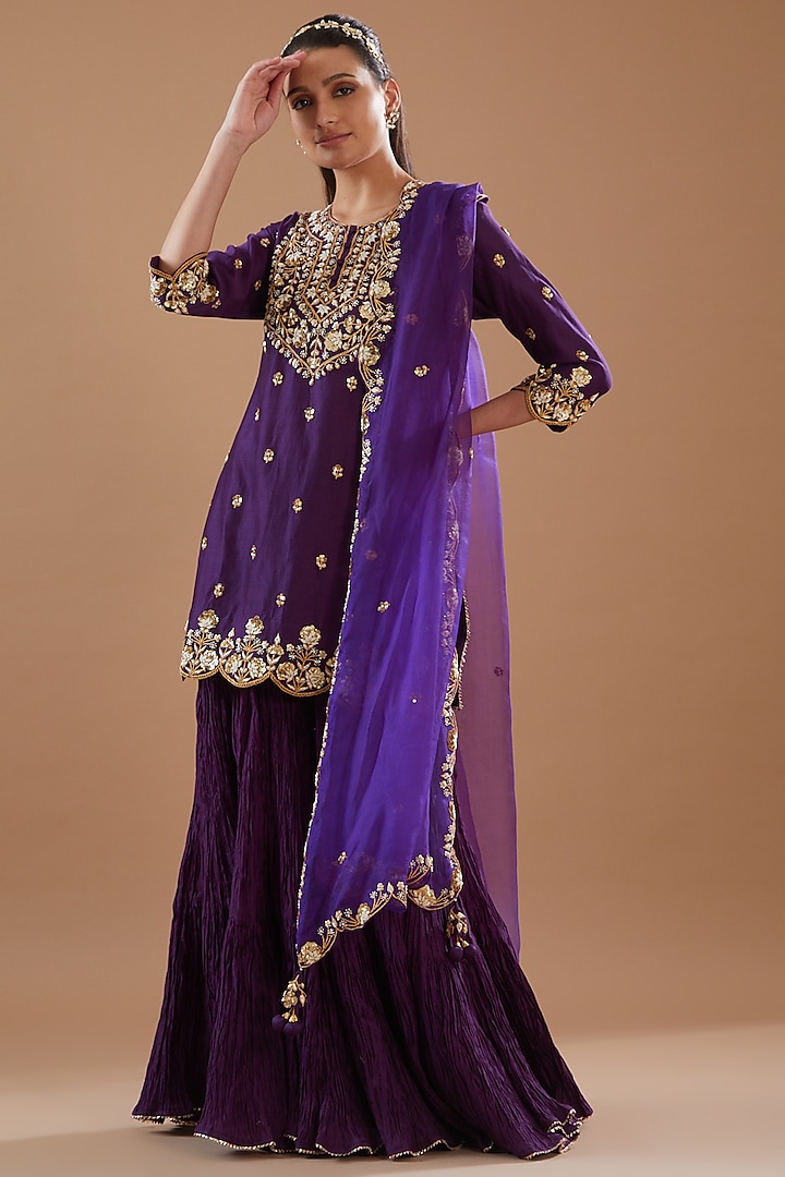 Purple Crush Sharara Set by SURBHI SHAH at Pernia's Pop Up Shop