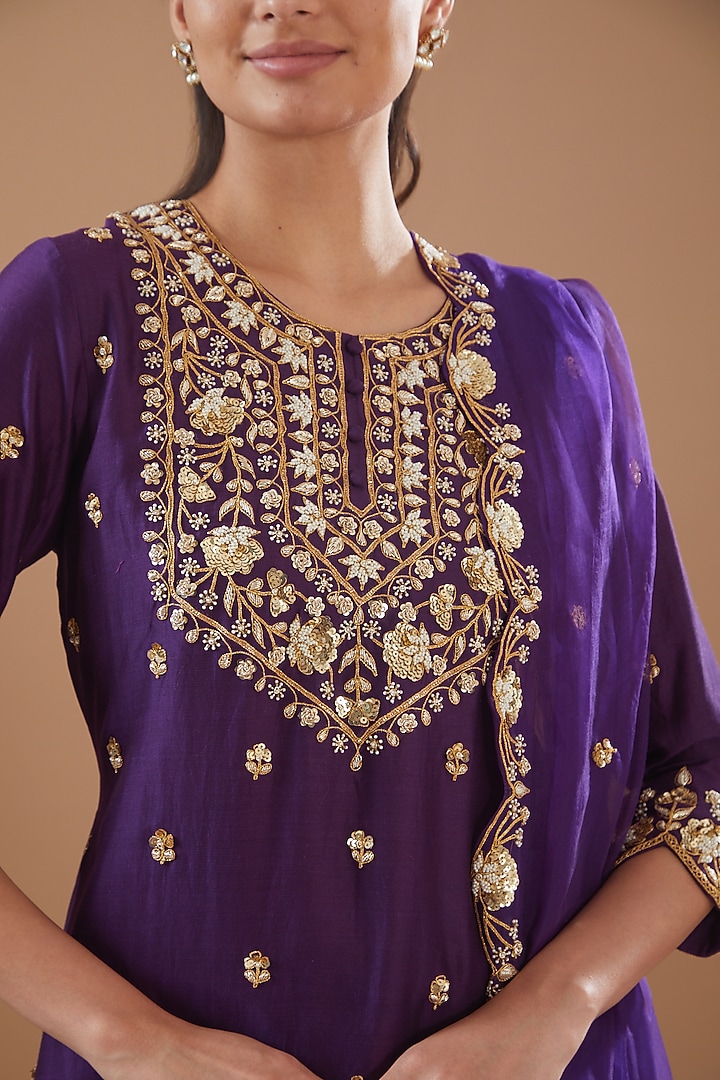 Purple Crush Wedding Sharara Set by SURBHI SHAH at Pernia's Pop Up Shop