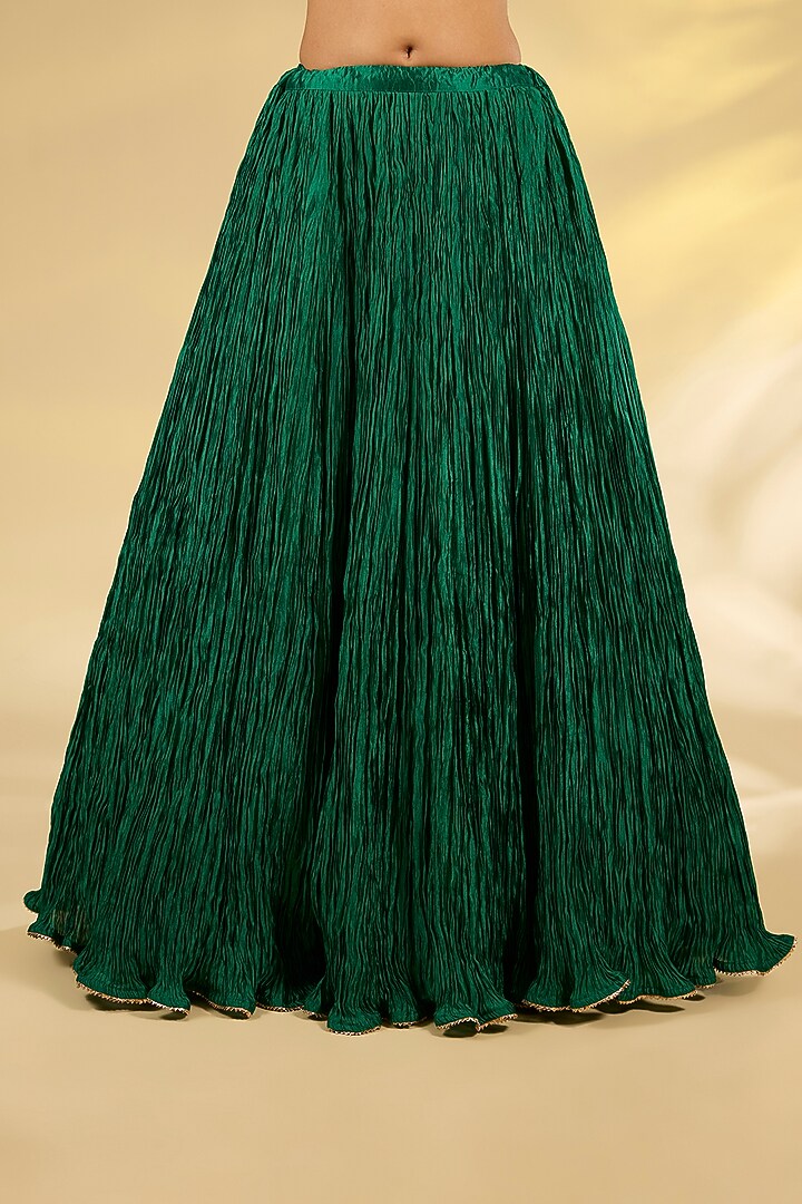 Emerald Green Spun Silk Kachi Patti Work Kurta Set by SURBHI SHAH at Pernia's Pop Up Shop