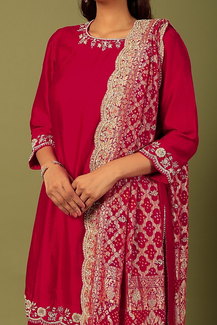 Red Embroidered Wedding Sharara Set by SURBHI SHAH at Pernia's Pop Up Shop