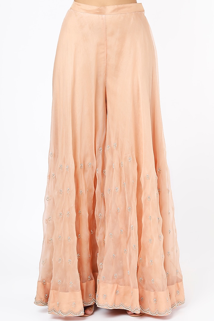 Peach Organza Bridal Sharara Set by SURBHI SHAH at Pernia's Pop Up Shop