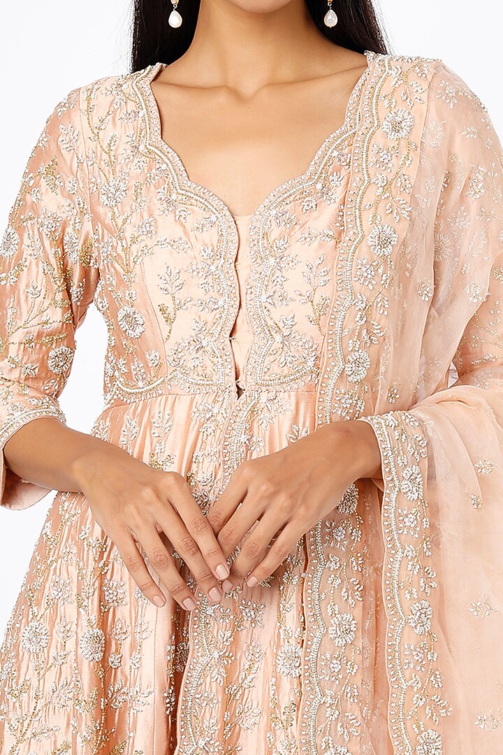 Peach Organza Bridal Sharara Set by SURBHI SHAH at Pernia's Pop Up Shop