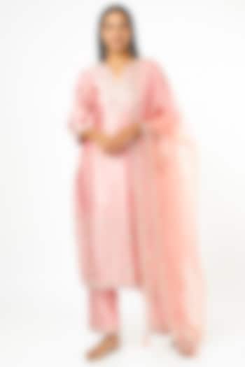 Rose Gold Hand Embroidered Kurta Set by SURBHI SHAH at Pernia's Pop Up Shop