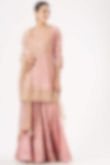 Rose Gold Pure Spun Silk Wedding Sharara Set by SURBHI SHAH at Pernia's Pop Up Shop