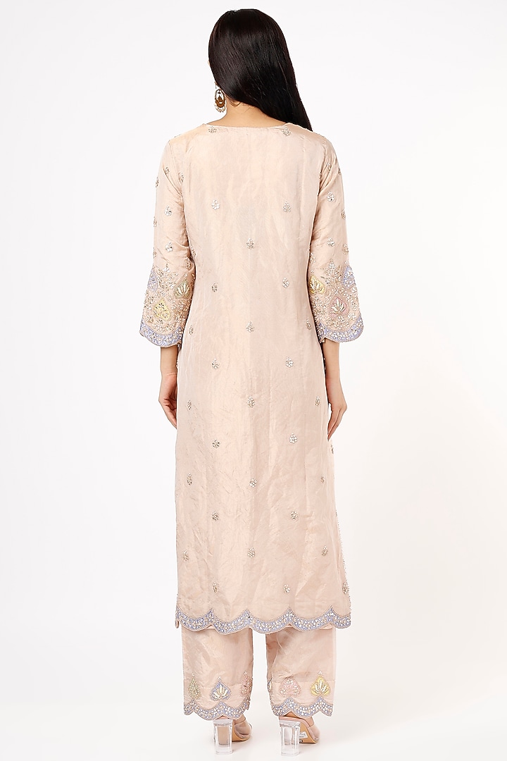 Rose Gold Tissue Kurta Set by SURBHI SHAH at Pernia's Pop Up Shop