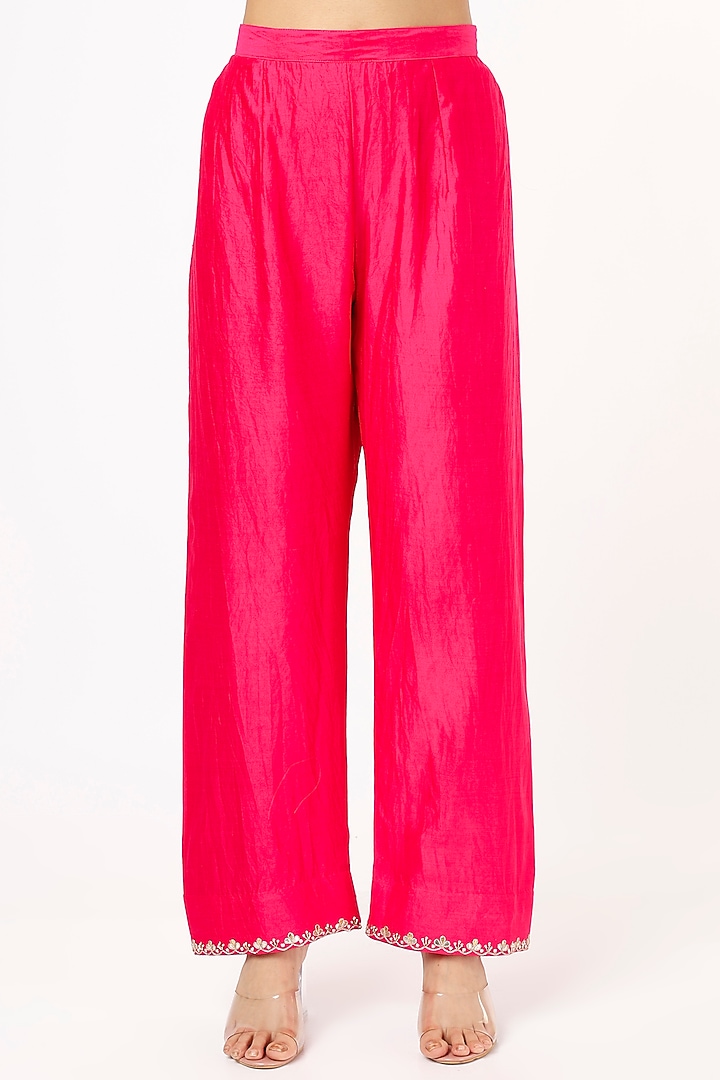 Hot Pink Embroidered Kurta Set by SURBHI SHAH at Pernia's Pop Up Shop