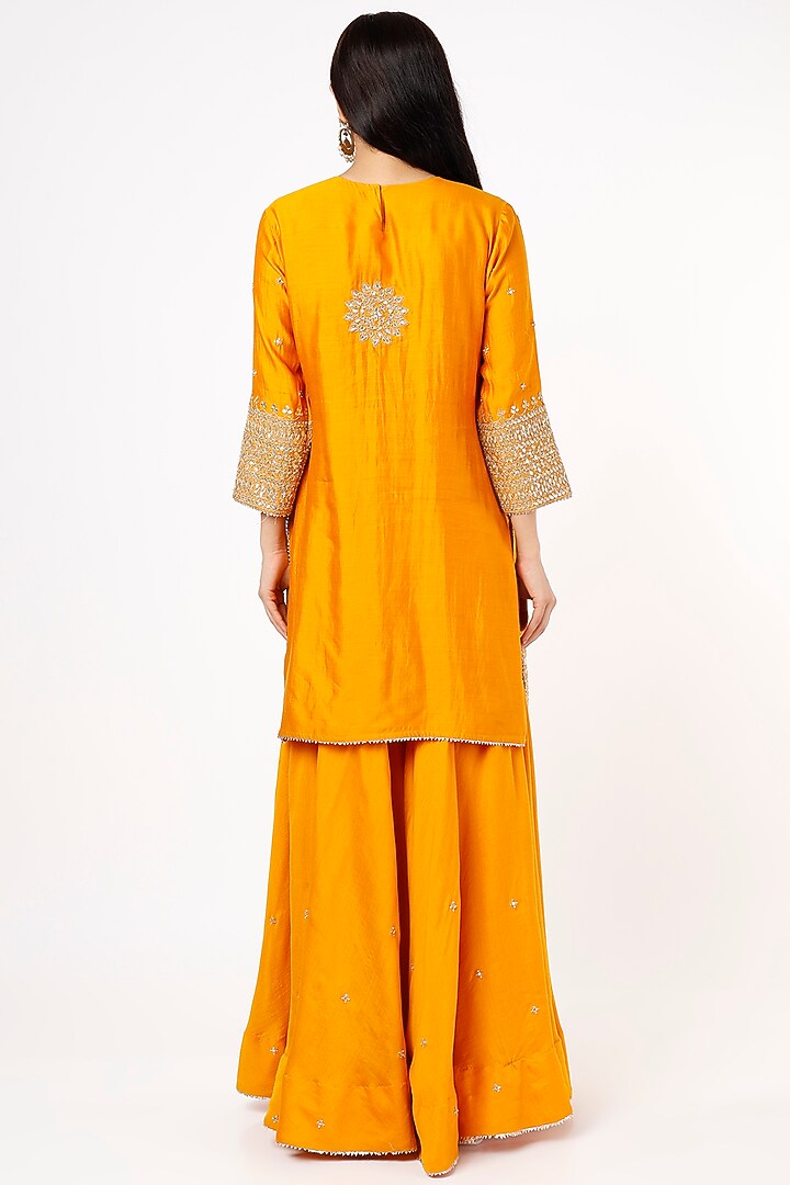Yellow Embroidered Wedding Sharara Set by SURBHI SHAH at Pernia's Pop Up Shop