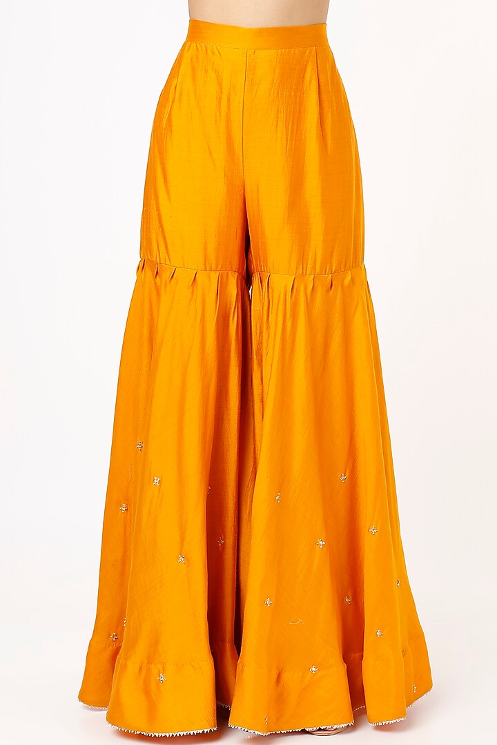 Yellow Embroidered Wedding Sharara Set by SURBHI SHAH at Pernia's Pop Up Shop