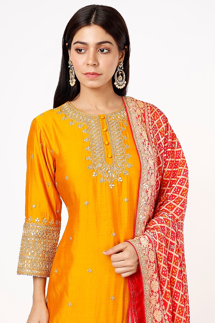 Yellow Embroidered Wedding Sharara Set by SURBHI SHAH at Pernia's Pop Up Shop