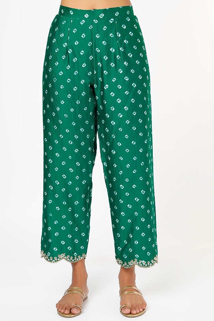 Ink Green Hand Embroidered Kurta Set by SURBHI SHAH at Pernia's Pop Up Shop