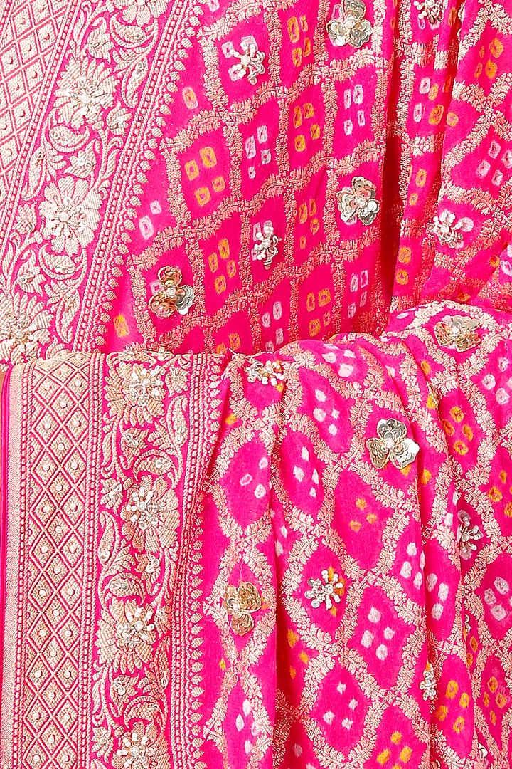 Peach Pure Chanderi Crushed Wedding Sharara Set by SURBHI SHAH at Pernia's Pop Up Shop