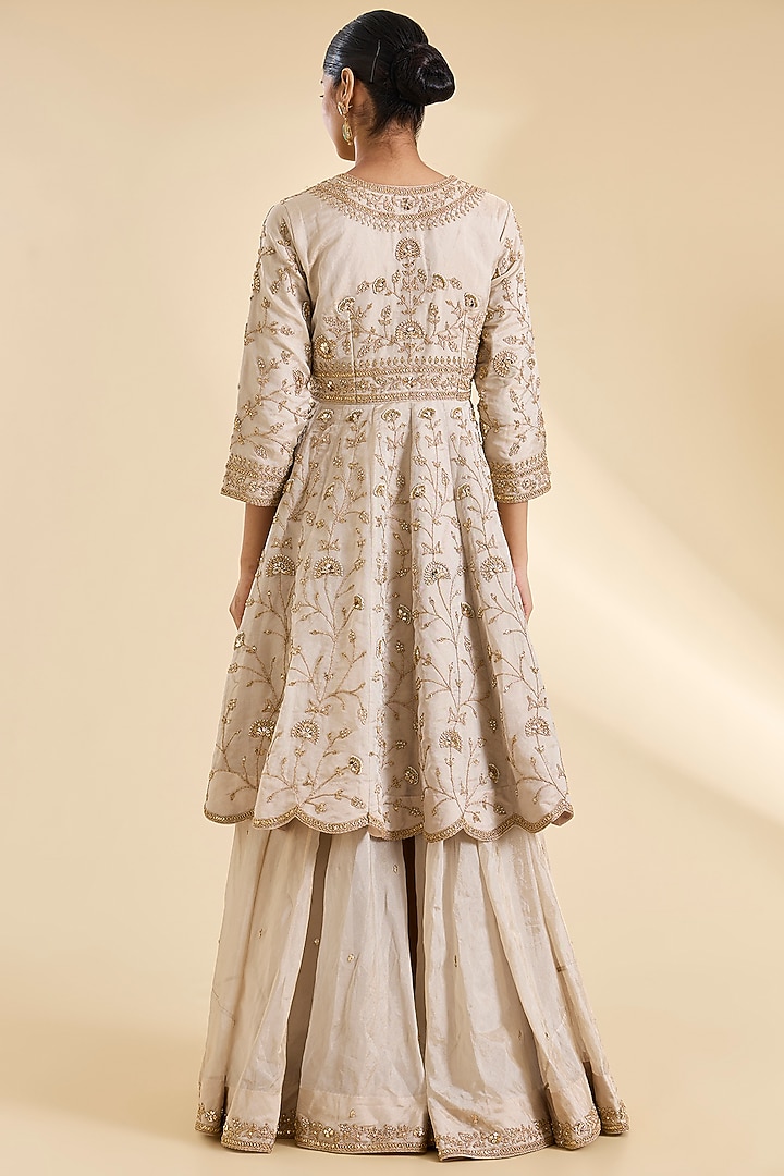 Silver Tissue Bridal Sharara Set by SURBHI SHAH at Pernia's Pop Up Shop