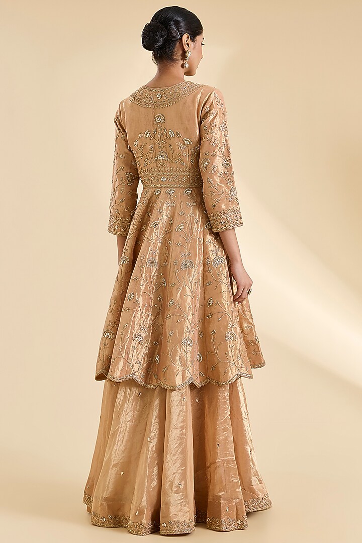 Gold Tissue Bridal Sharara Set by SURBHI SHAH at Pernia's Pop Up Shop