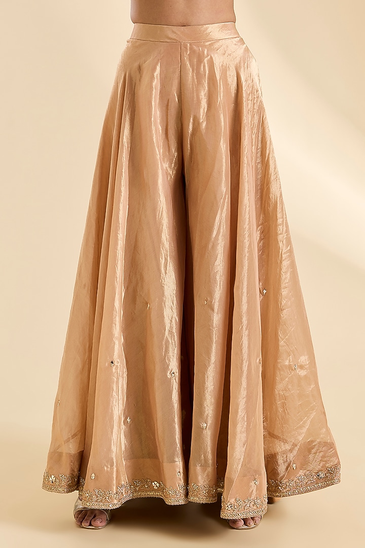Gold Tissue Bridal Sharara Set by SURBHI SHAH at Pernia's Pop Up Shop