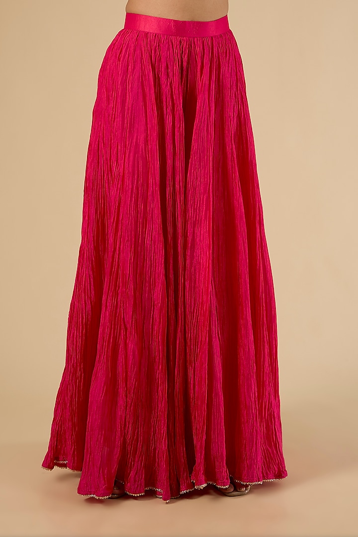 Strawberry Red Spun Silk & Kora Silk Marori Work Bridal Anarkali Set by SURBHI SHAH at Pernia's Pop Up Shop