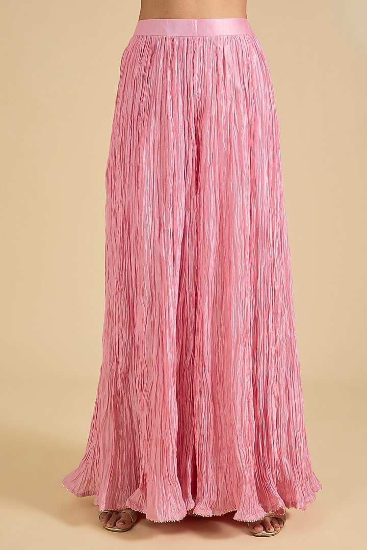 Baby Pink Spun Silk & Kora Silk Marori Work Bridal Anarkali Set by Surbhi Shah at Pernia's Pop Up Shop