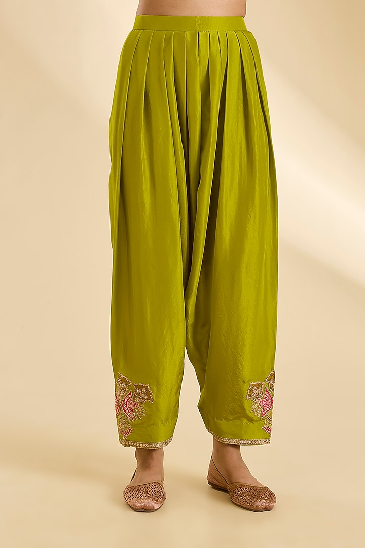 Mustard Spun Silk Marori Work Kurta Set by SURBHI SHAH at Pernia's Pop Up Shop