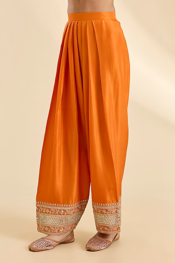 Mango Yellow Spun Silk Marori Work Kurta Set by SURBHI SHAH at Pernia's Pop Up Shop