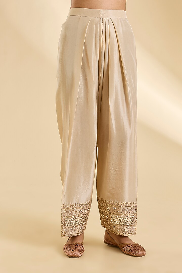 Maroon Spun Silk Gota & Marori Work Kurta Set by SURBHI SHAH at Pernia's Pop Up Shop