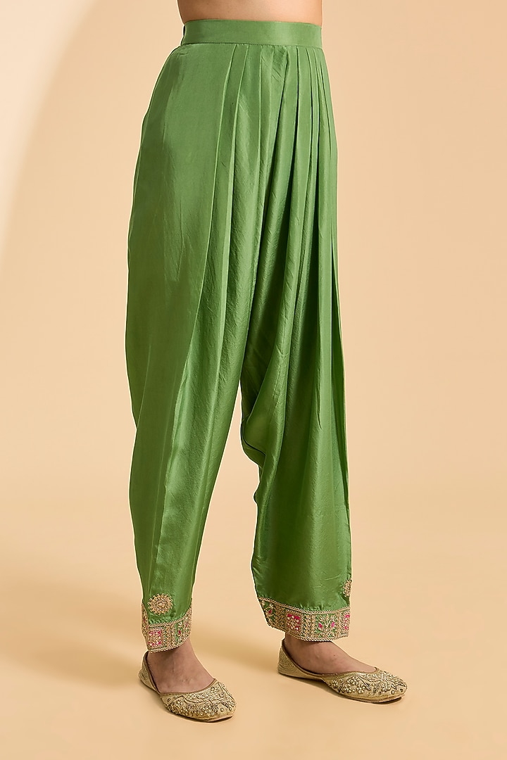 Hot Pink Spun Silk Marori Patch Work Kurta Set by Surbhi Shah at Pernia's Pop Up Shop