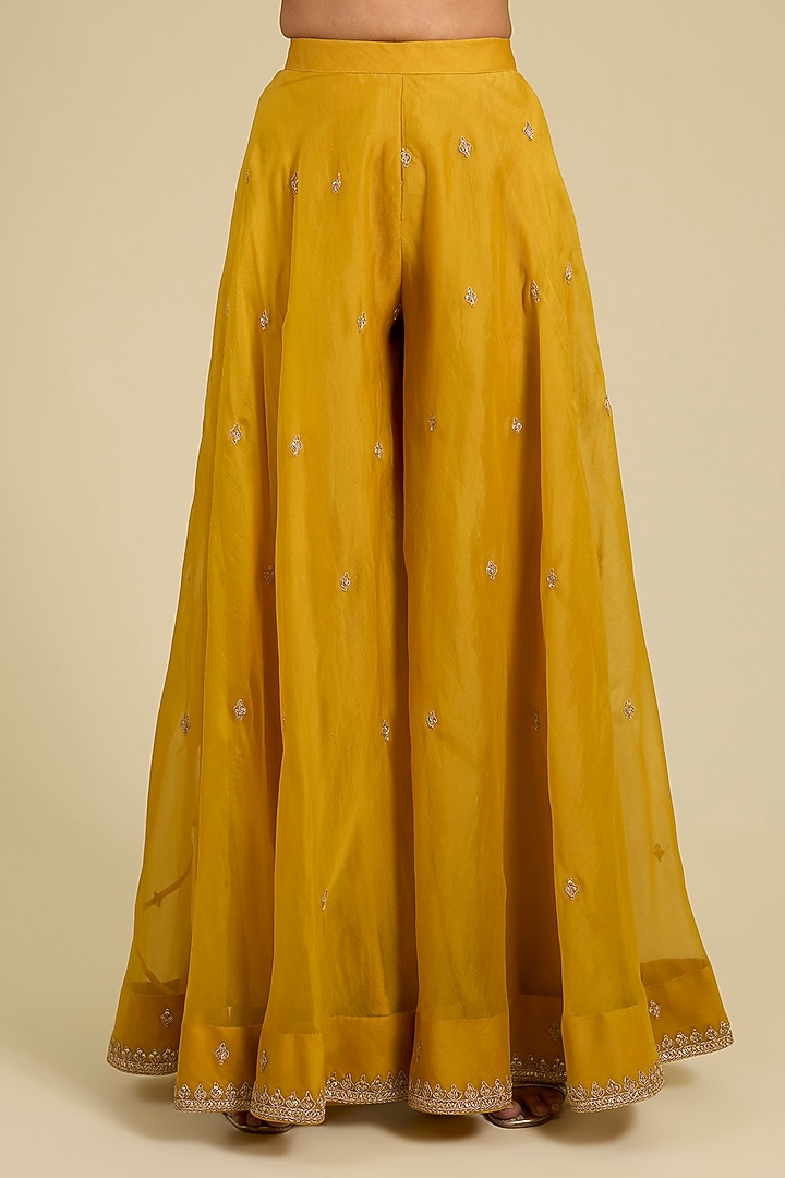 Mustard Spun Silk Wedding Sharara Set by SURBHI SHAH at Pernia's Pop Up Shop
