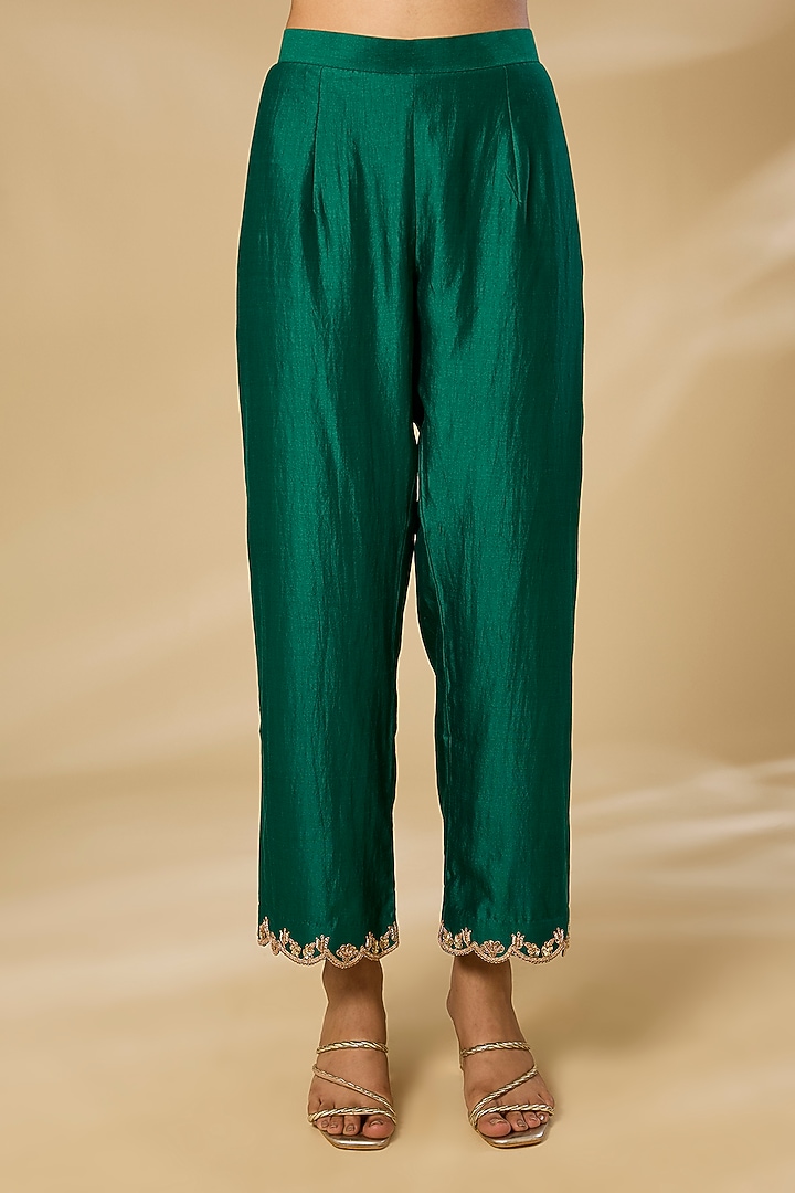 Navy Blue Spun Silk Sequins Work Kurta Set by SURBHI SHAH at Pernia's Pop Up Shop