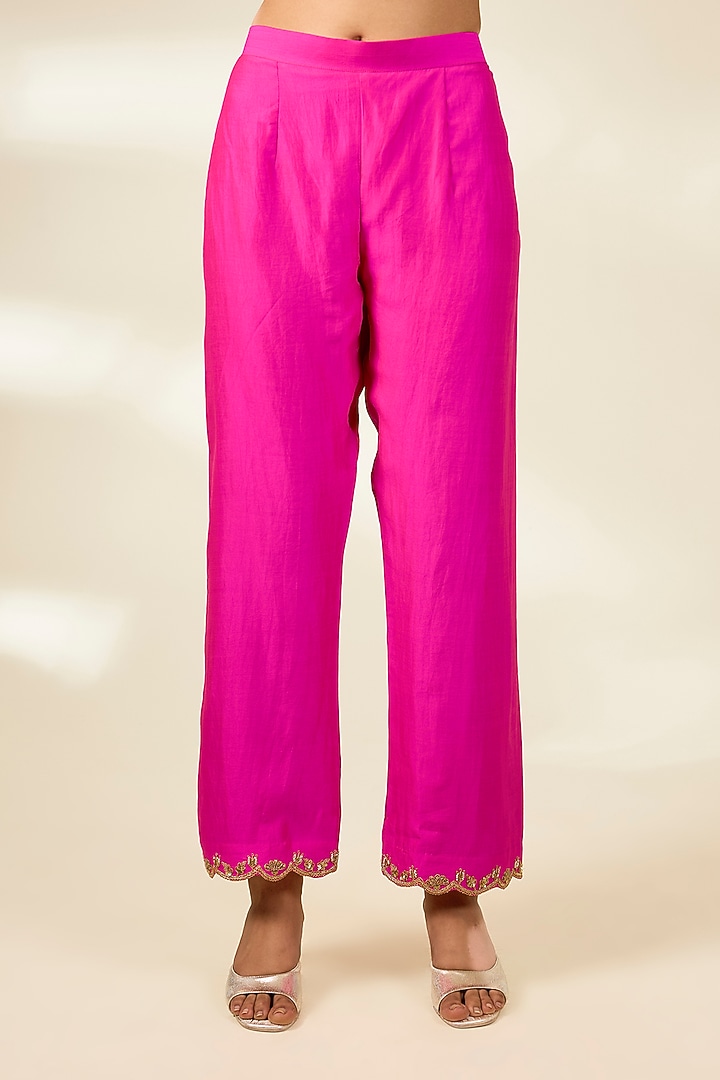 Mustard Spun Silk Sequin Work Kurta Set by Surbhi Shah at Pernia's Pop Up Shop