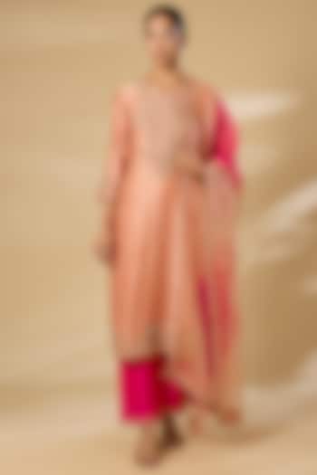 Old Rose Spun Silk Sequins Work Kurta Set by SURBHI SHAH at Pernia's Pop Up Shop