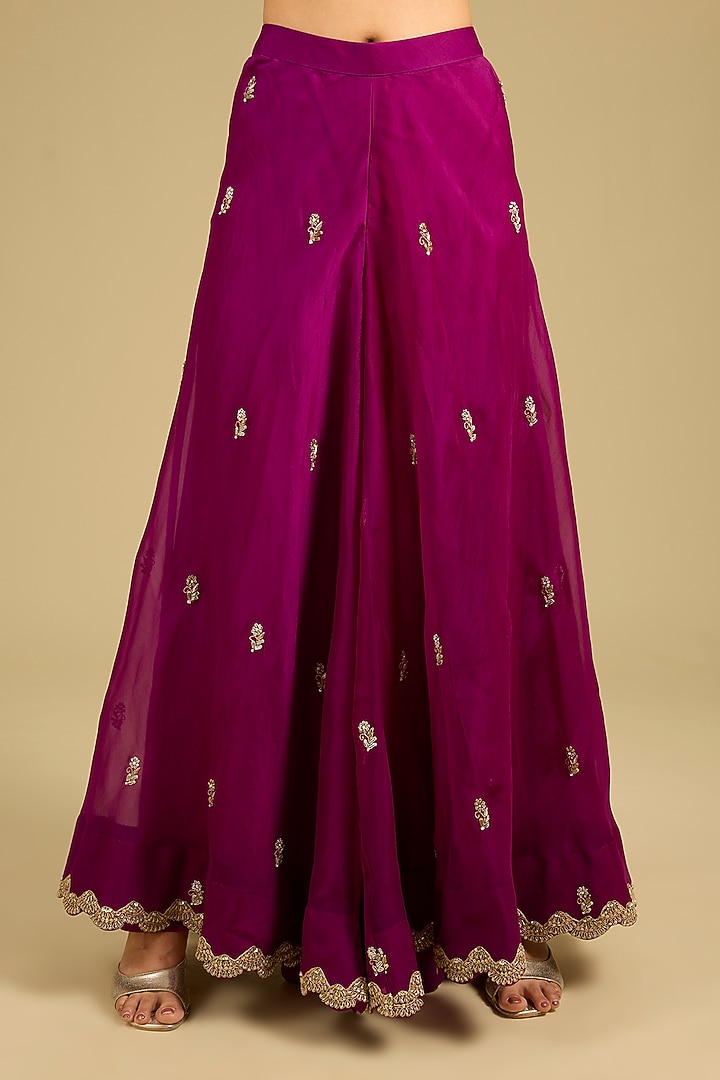 Purple Spun Organza Marori Work Wedding Sharara Set by SURBHI SHAH at Pernia's Pop Up Shop