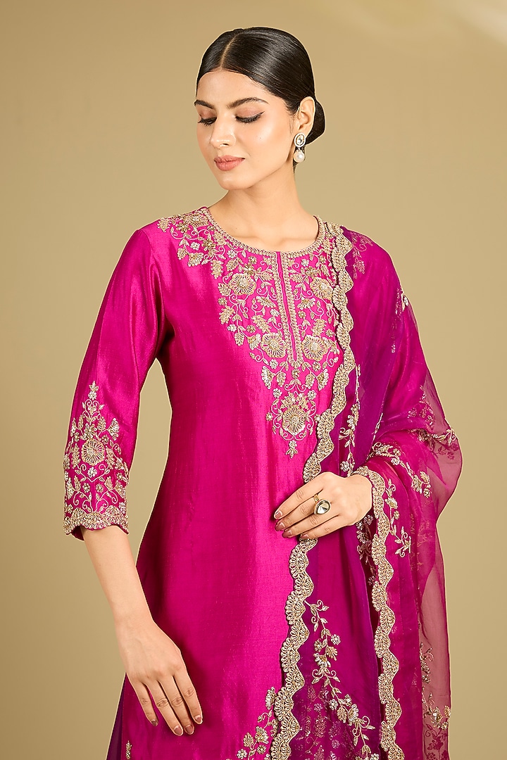 Purple Spun Organza Marori Work Wedding Sharara Set by SURBHI SHAH at Pernia's Pop Up Shop