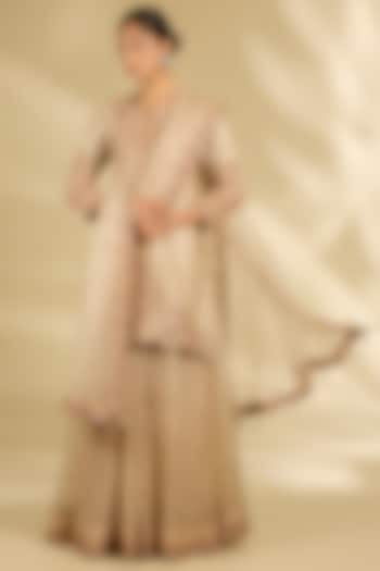 Pearl White Spun Organza Sequins Work Kurta Set by SURBHI SHAH at Pernia's Pop Up Shop