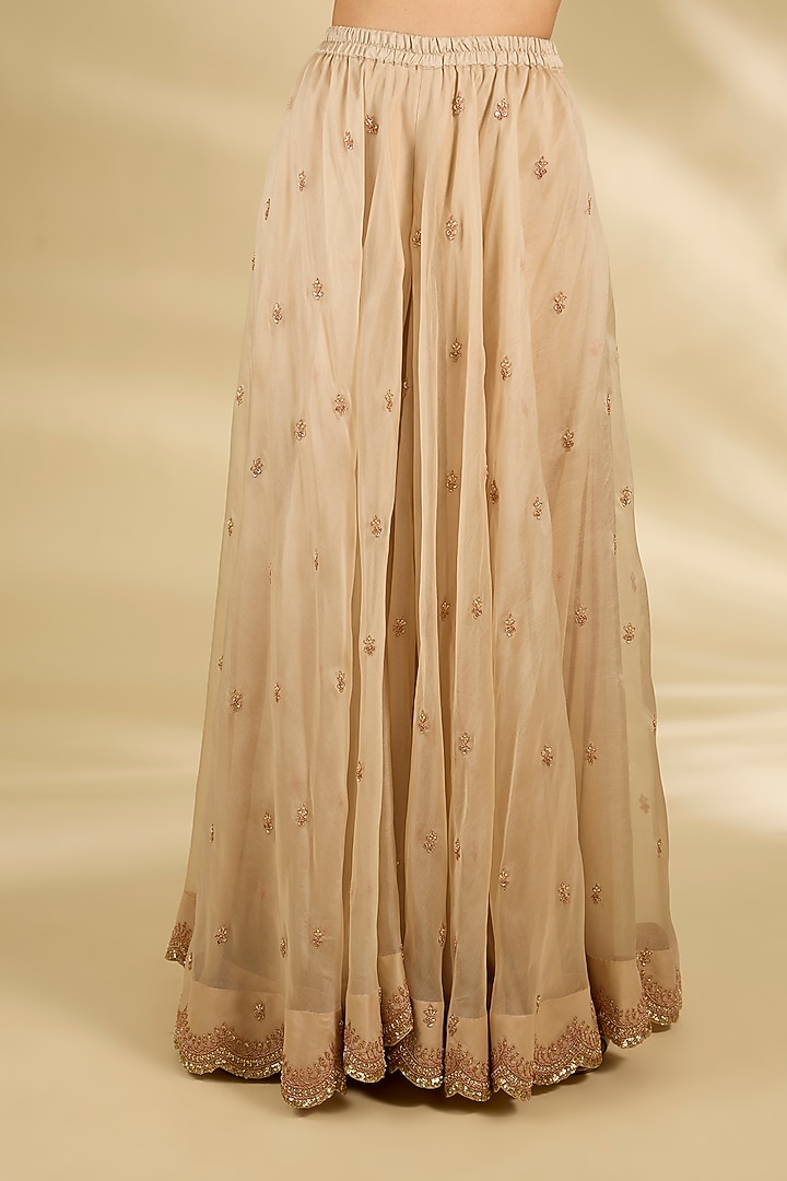 Pearl White Spun Organza Sequins Work Kurta Set by SURBHI SHAH at Pernia's Pop Up Shop