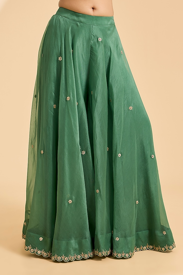 Pearl White Spun Silk Gota & Marori Work Kurta Set by Surbhi Shah at Pernia's Pop Up Shop