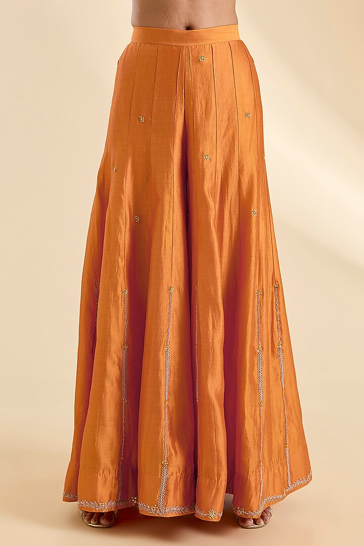 Mango Yellow Spun Silk Gota Work Wedding Sharara Set by SURBHI SHAH at Pernia's Pop Up Shop