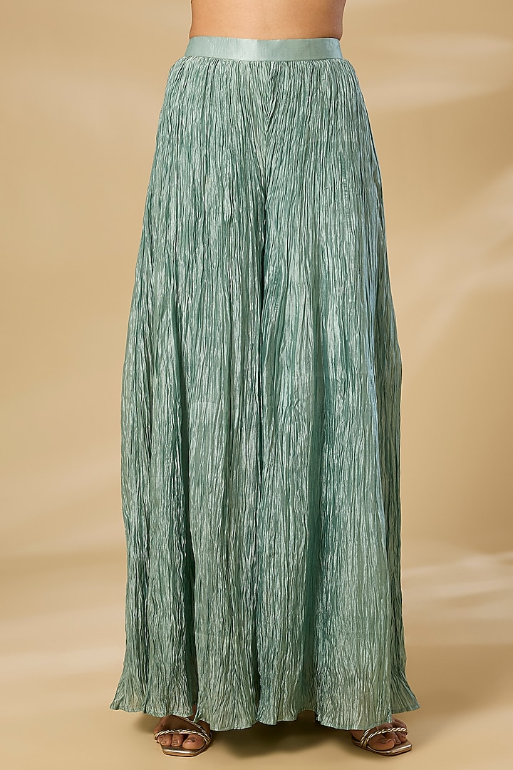 Sea Blue Spun Silk & Kora Silk Zardosi Work Bridal Anarkali Set by SURBHI SHAH at Pernia's Pop Up Shop
