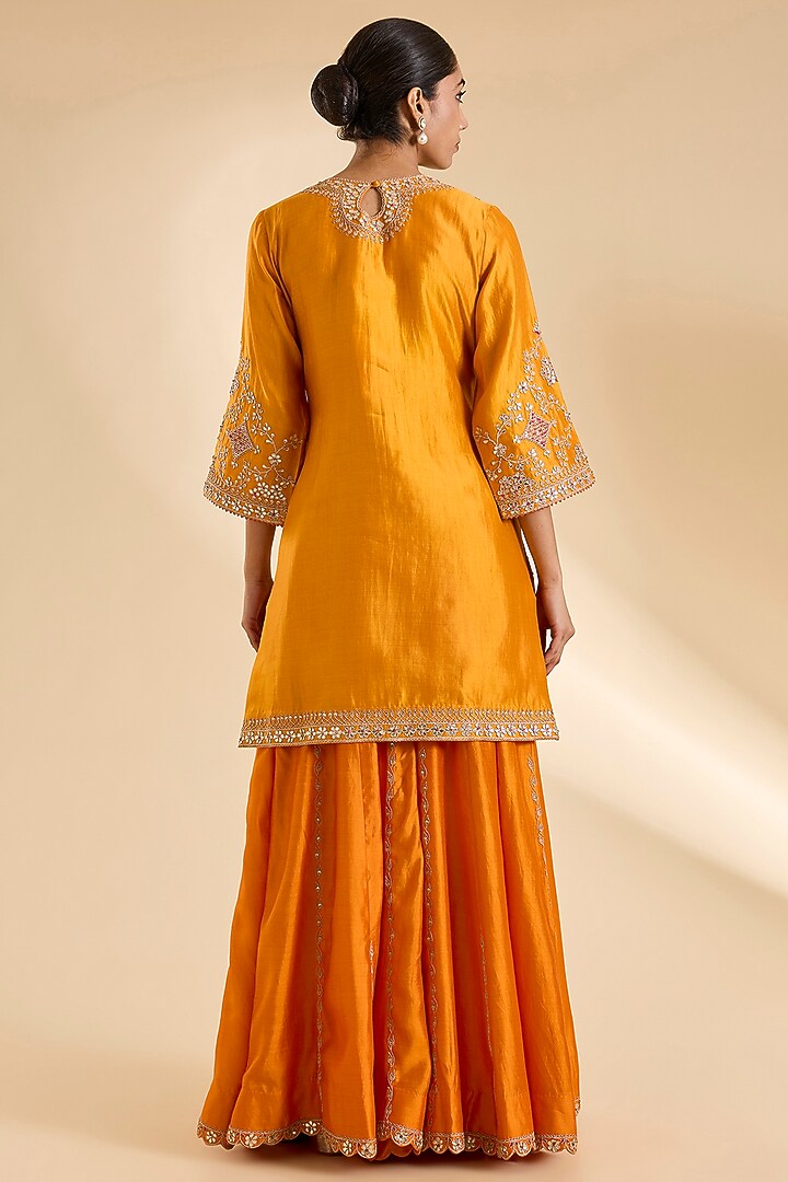 Mango Yellow Spun Silk Gota & Marori Work Kurta Set by SURBHI SHAH at Pernia's Pop Up Shop