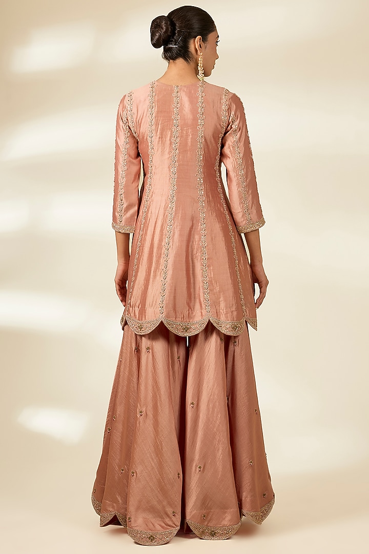Old Rose Organza Bridal Sharara Set by Surbhi Shah at Pernia's Pop Up Shop