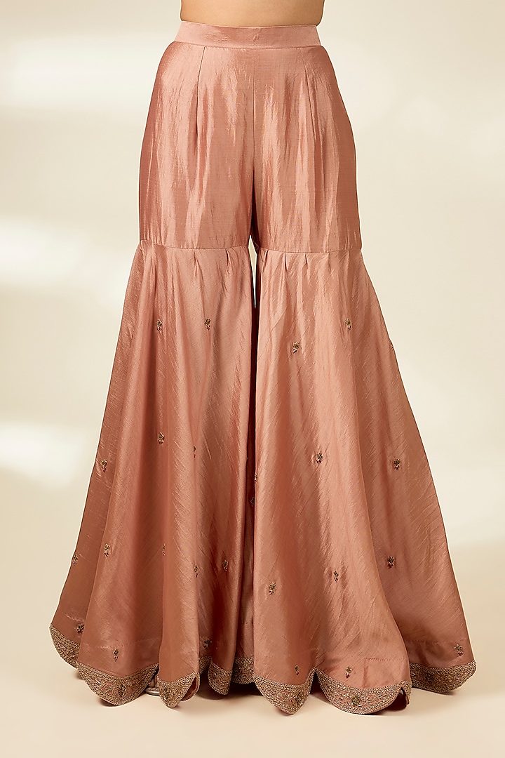 Old Rose Organza Bridal Sharara Set by Surbhi Shah at Pernia's Pop Up Shop