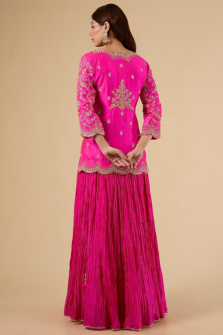 Hot Pink Crush Skirt Set by SURBHI SHAH at Pernia's Pop Up Shop