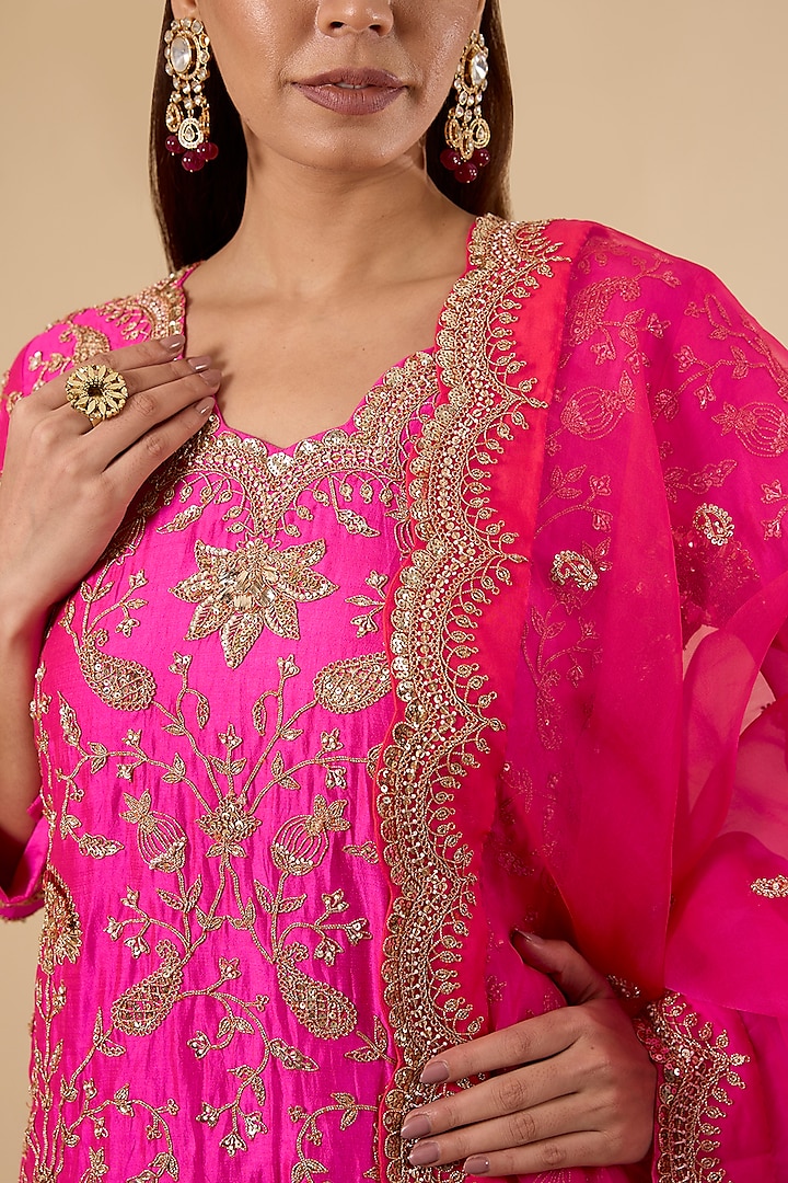 Hot Pink Crush Skirt Set by SURBHI SHAH at Pernia's Pop Up Shop