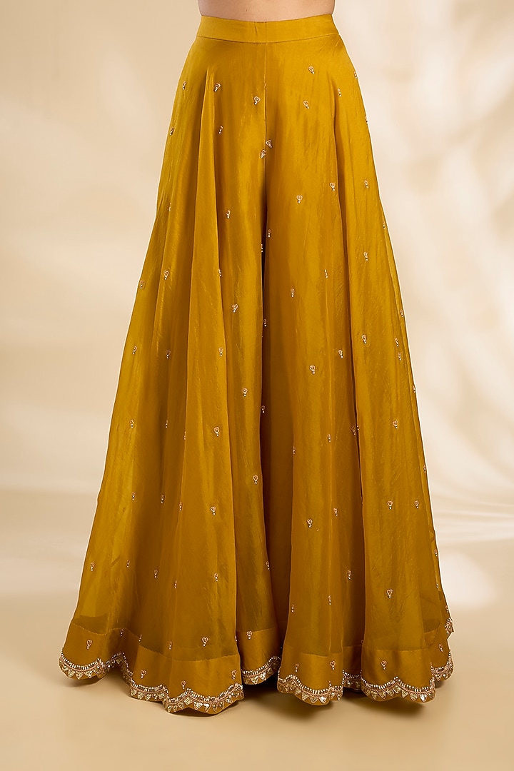 Mustard Organza Bridal Sharara Set by SURBHI SHAH at Pernia's Pop Up Shop