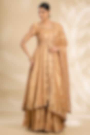 Golden Tissue Bridal Sharara Set by SURBHI SHAH at Pernia's Pop Up Shop