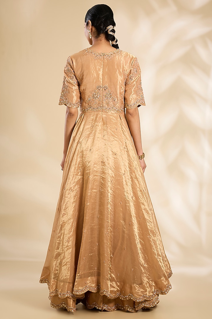 Golden Tissue Bridal Sharara Set by SURBHI SHAH at Pernia's Pop Up Shop