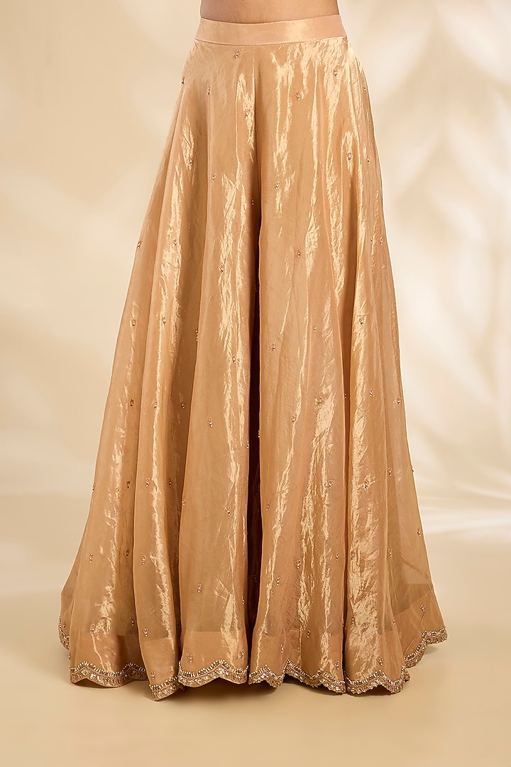 Golden Tissue Bridal Sharara Set by SURBHI SHAH at Pernia's Pop Up Shop