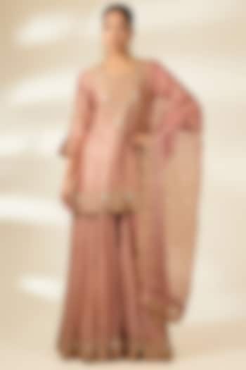 Old Rose Organza Bridal Sharara Set by Surbhi Shah at Pernia's Pop Up Shop